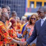 Gov. Nwifuru exchanging pleasantries with the beneficiaries